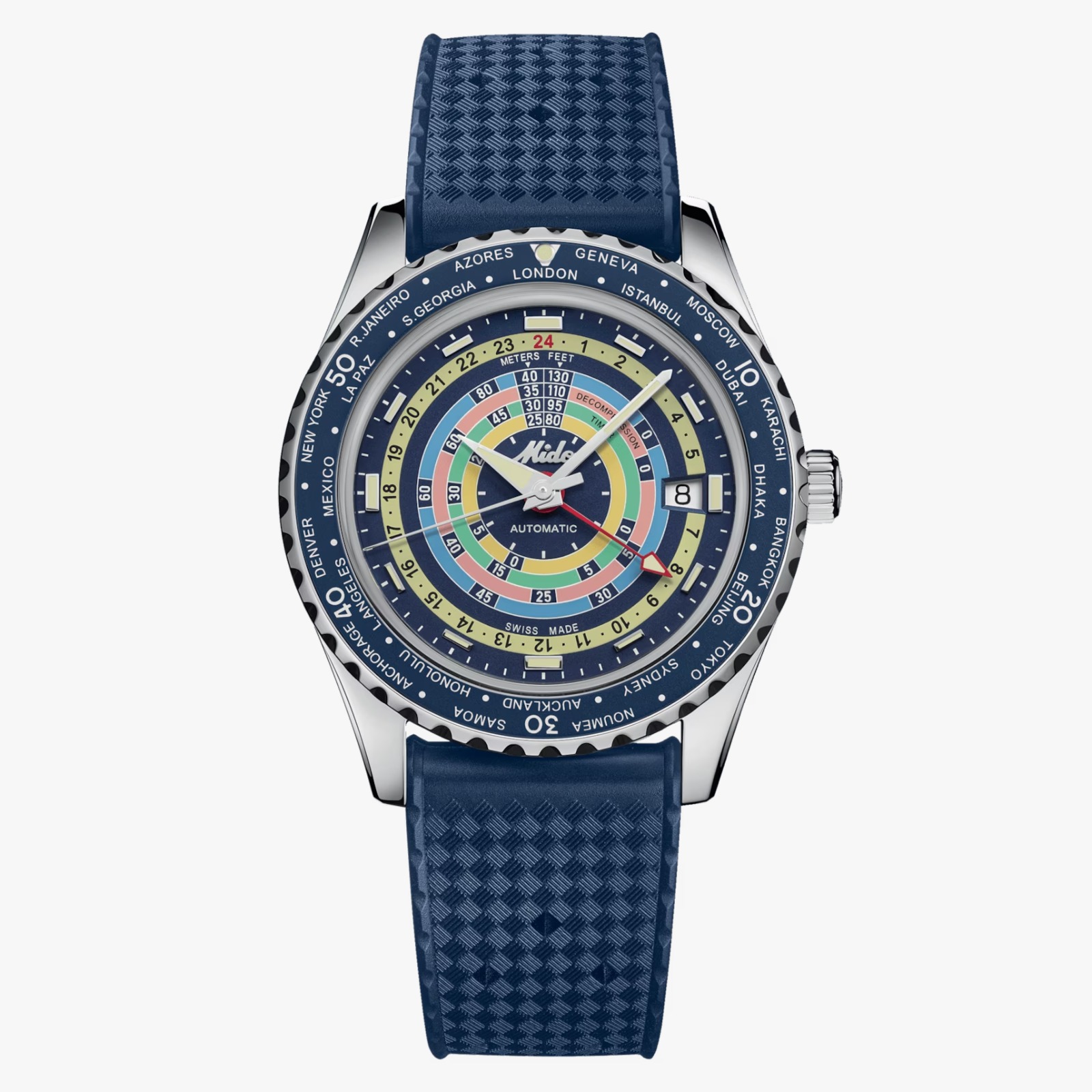Orologio Mido Decompression Worldtimer GMT Blu